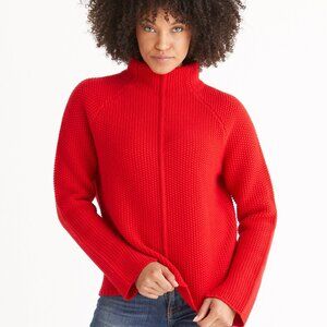Aether Red Chunky Knit Wool Cashmere Luxe Seamed Sweater Size XL
